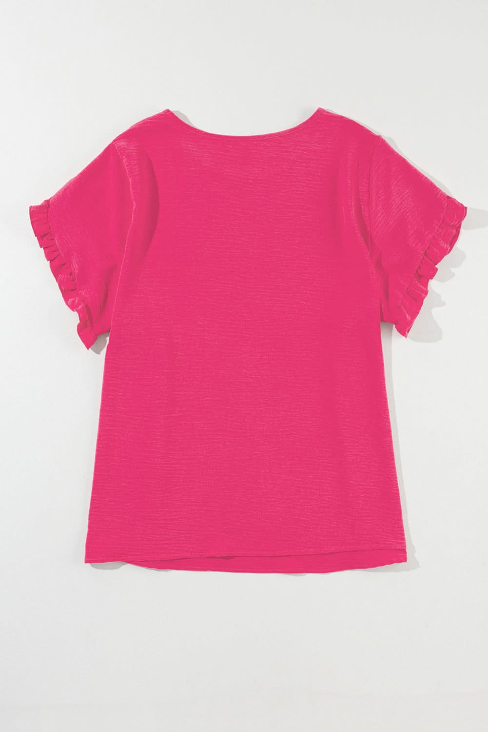 Bright Pink Ruffled Short Sleeve Plus Size Top - Love Salve